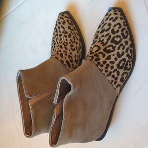 Anthropologie Tan and Leopard Ankle Boots